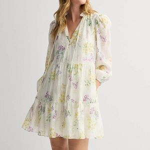 Taylor White Floral Ruffle Dress New With Tags